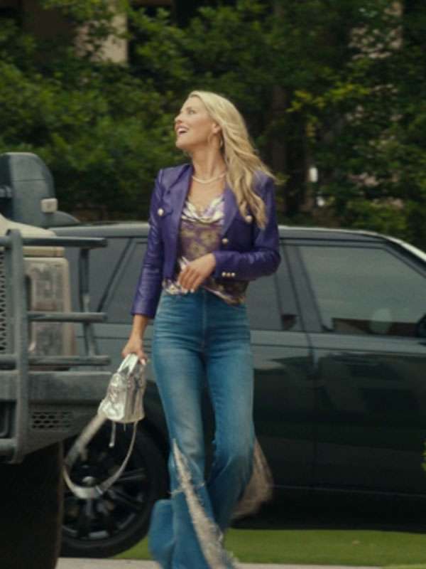 Landman S02 Ali Larter Purple Cropped Leather Jacket