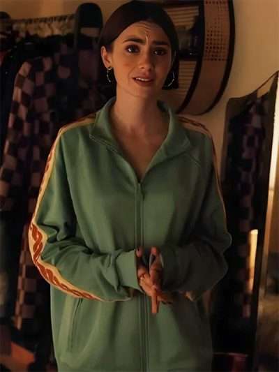 TV Series Emily in Paris 2025 Emily Cooper Green Track Jacket