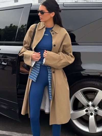 Loss Angeles 2025 Kendall Jenner Brown Cotton Trench Coat