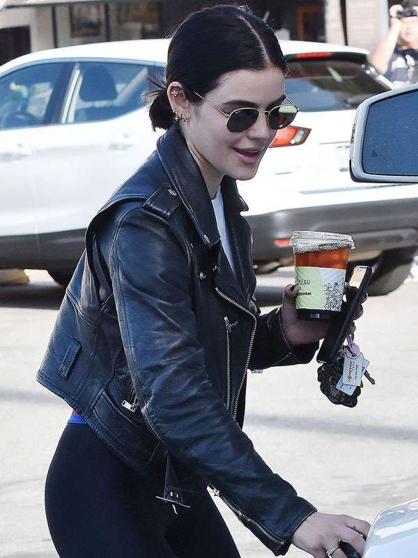 Lucy Hale Edgy Black Biker Leather Jacket