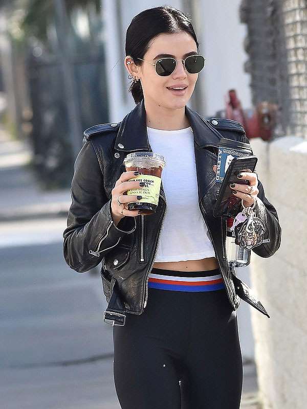 Lucy Hale Los Angeles Black Biker Leather Jacket