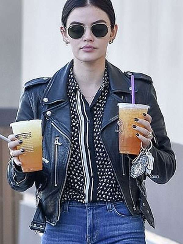 Lucy Hale Edgy Black Leather Jacket