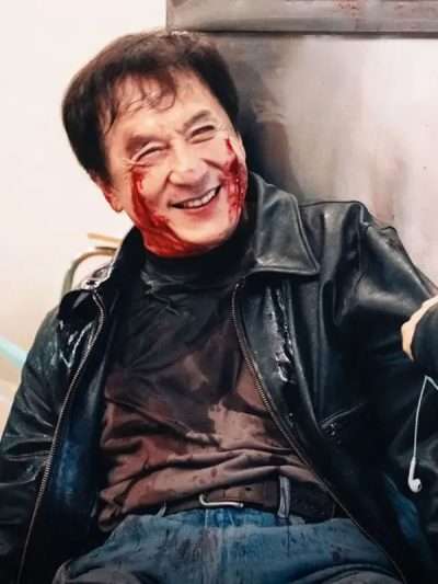 Movie The Shadow’s Edge 2025 Jackie Chan Black Leather Jacket