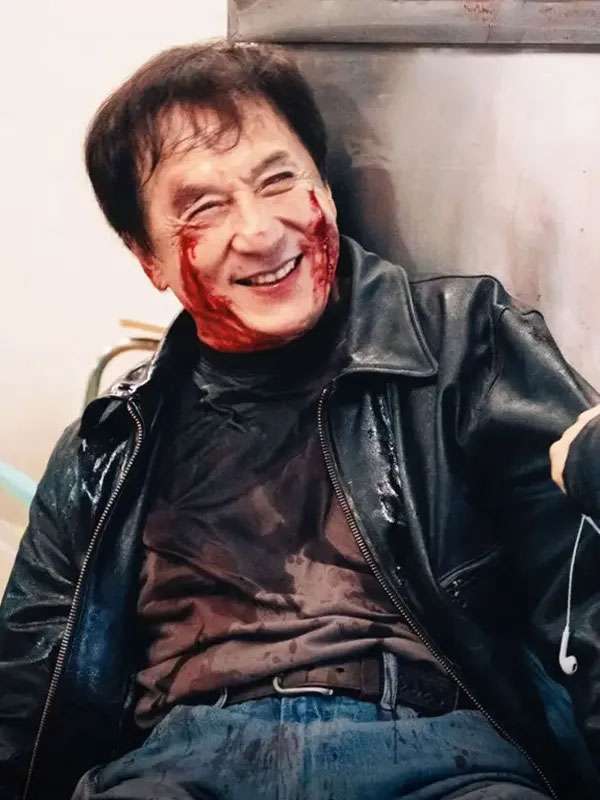 Movie The Shadow’s Edge 2025 Jackie Chan Black Leather Jacket