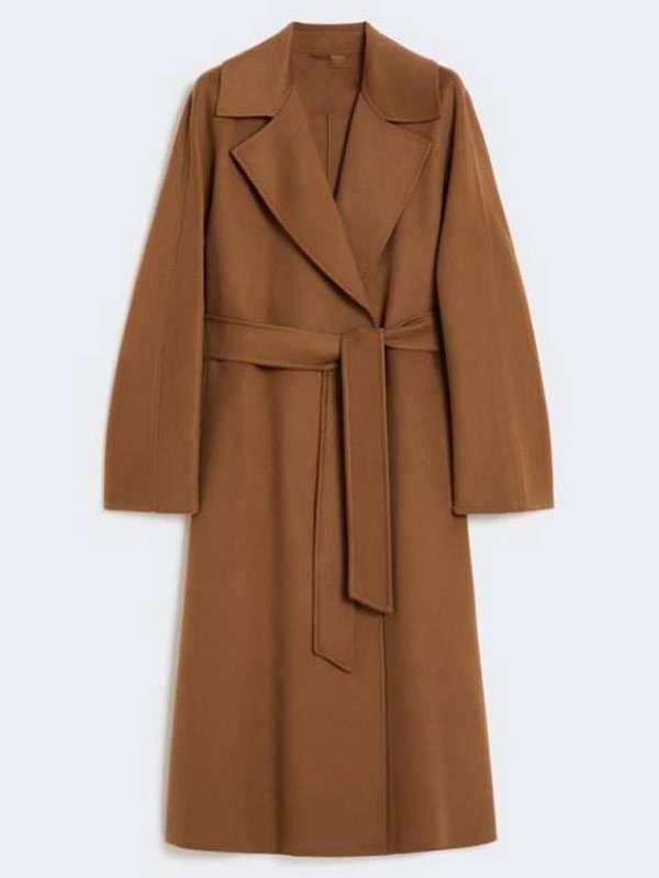 Man Vs Baby Kelly Hampson Brown Wrap Coat