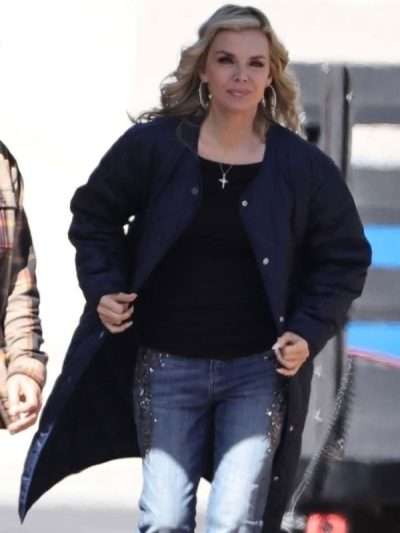Michelle Pfeiffer Margo's Got Money Troubles Bue Quilted Coat
