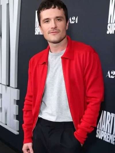 Movie Marty Supreme Event Josh Hutcherson Red Jacket
