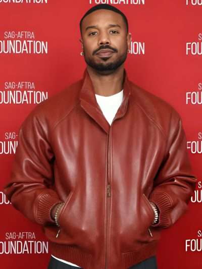 Michael B. Jordan Maroon Leather Jacket
