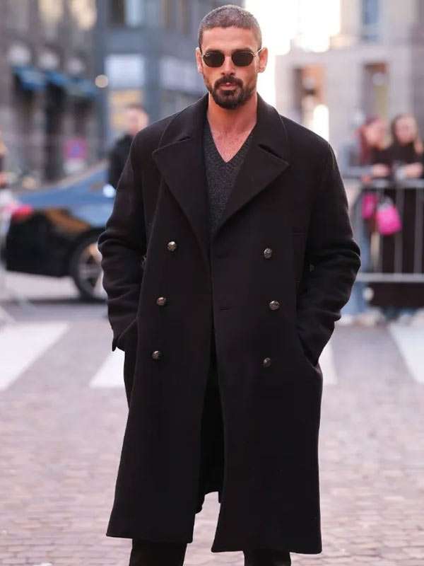 Michele Morrone Black Wool Coat