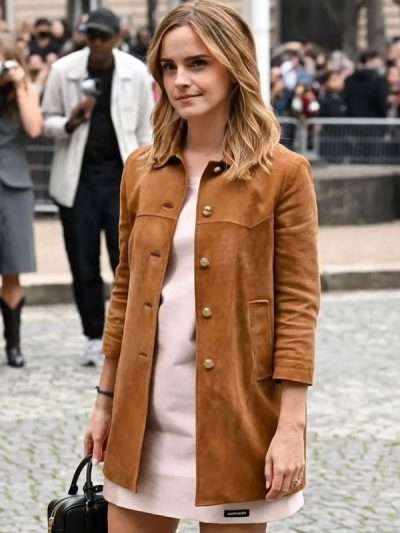 Miu Miu Spring 2026 Fashion Show Emma Watson Brown Coat