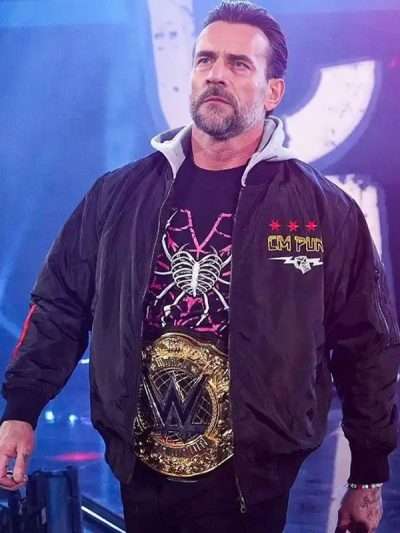 Buy CM Punk WWE Monday Night Raw 2025 Black Bomber Jacket