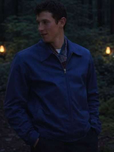 Movie Eternity 2025 Callum Turner Blue Jacket