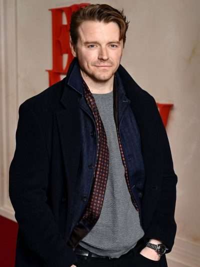 Movie Event Ella McCay 2025 Jack Lowden Black Wool Coat