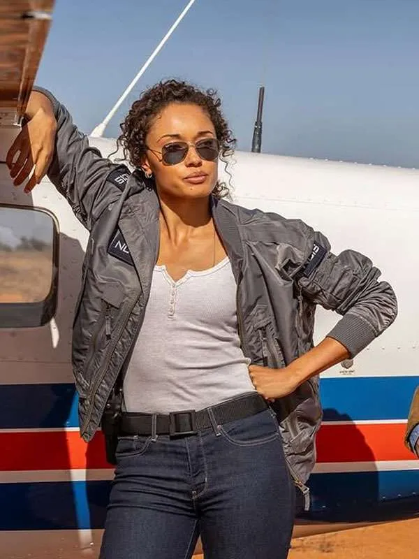 Olivia Swann NCIS Sydney S03 Grey Bomber Jacket