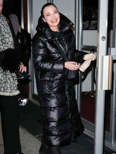 Fran Drescher 2025 Black Long Puffer Coat