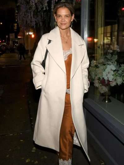 NYC 2025 Katie Holmes White Wool Coat