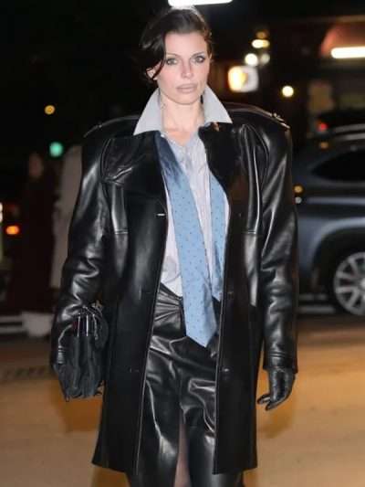 Julia Fox New York City 2025 Black Leather Coat
