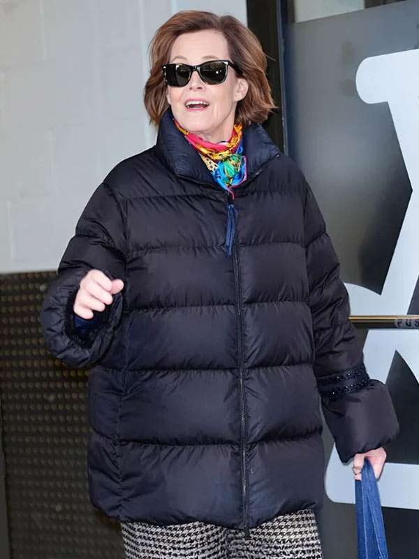 Sigourney Weaver Black Puffer Jacket