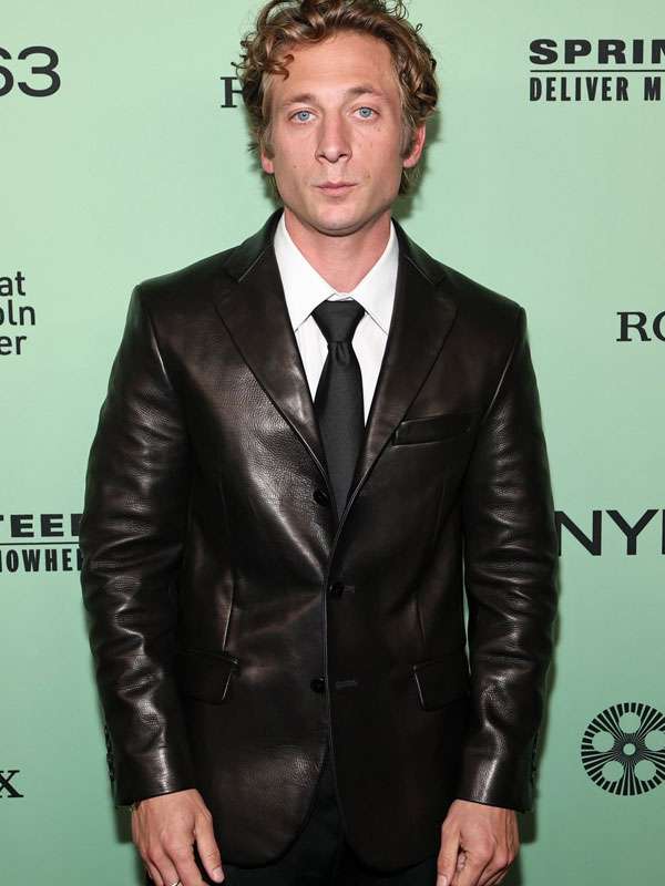 Jeremy Allen White NYFF 2025 Black Leather Blazer
