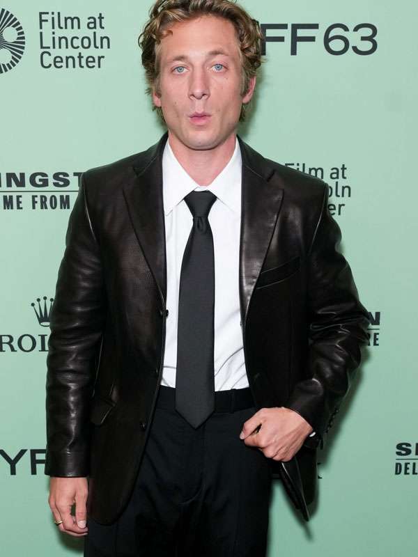 NYFF63 Jeremy Allen White Black Leather Blazer