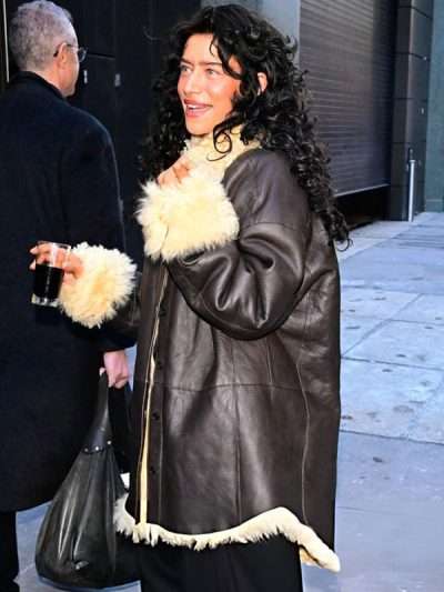 Buy Odessa A’zion ABC Studio 2025 Brown Shearling Leather Coat