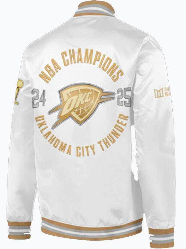 Oklahoma City Thunder 2025 Ceremony White Bomber Jacket