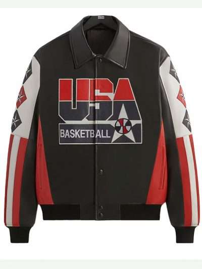 Olympic 2024 Team USA Basketball Leather Bomber Jacket