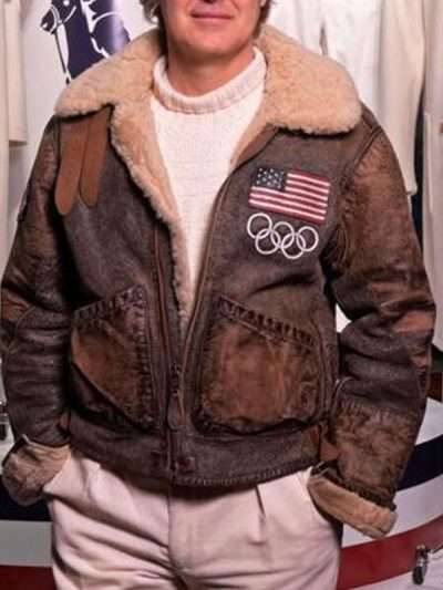 Olympics 2026 Team USA Brown Flight Leather Jacket