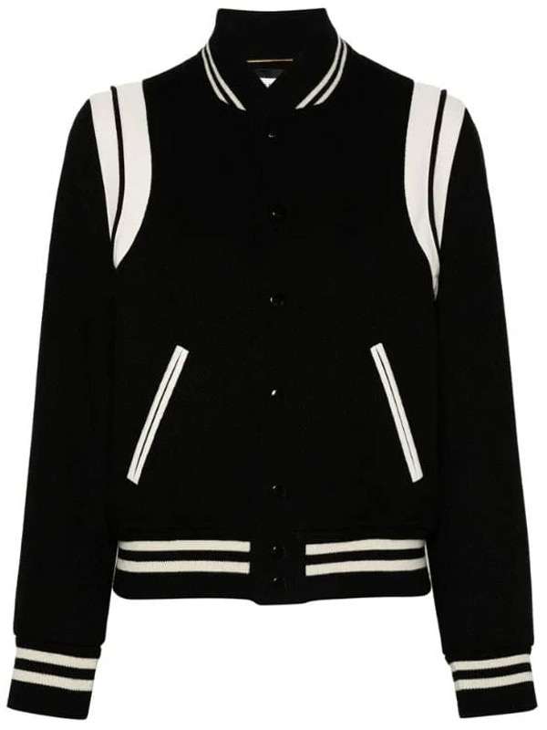 Jessica Taylor Owning Manhattan Black Varsity Jacket