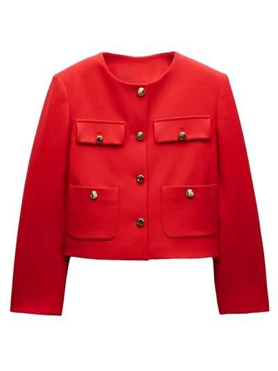 Chloe Tucker Caine Owning Manhattan 2025 Red Wool Jacket