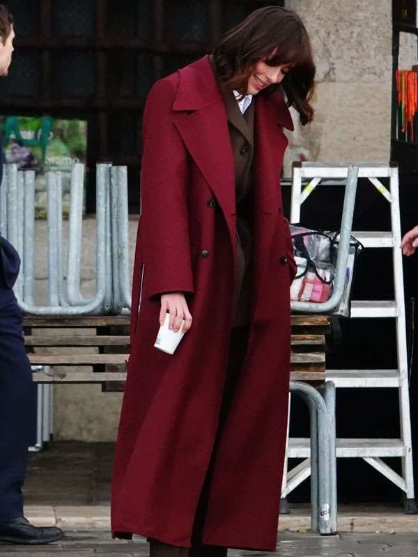 Rebecca Hall The Beauty S01 Maroon Wool Coat