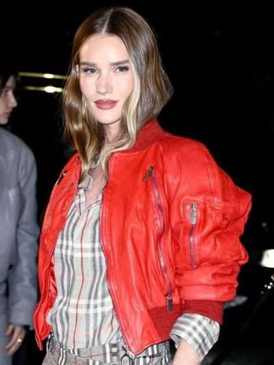 LFW Rosie Huntington-Whiteley Red Jacket