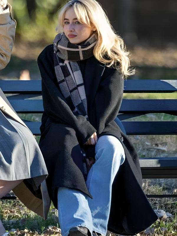 Sabrina Carpenter 2025 Black Wool Coat