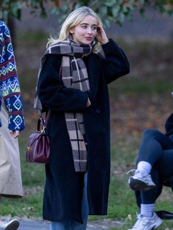 Sabrina Carpenter Black Wool Coat