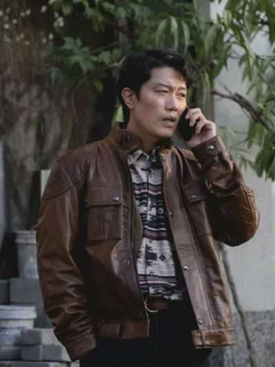 Park Hee-soon No Other Choice Brown Leather Jacket