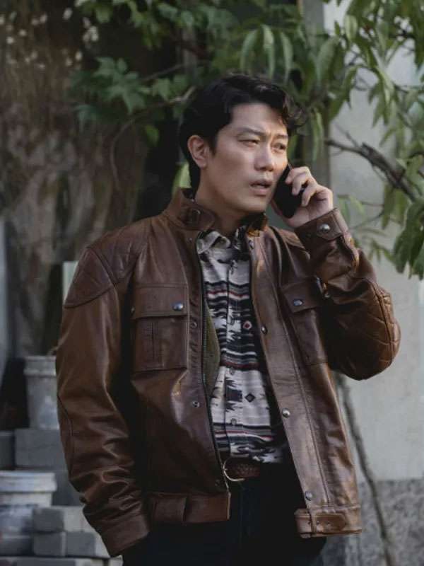 Park Hee-soon No Other Choice Brown Leather Jacket