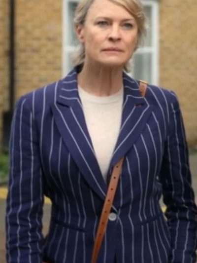 TV Series The Girlfriend 2025 Robin Wright Blue Pinstripe Blazer