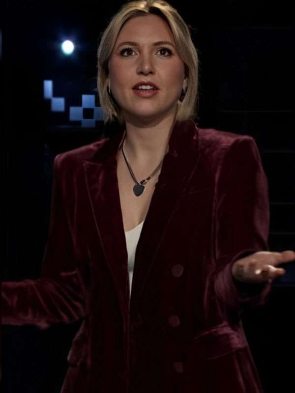 After Midnight Taylor Tomlinson Maroon Velvet Blazer