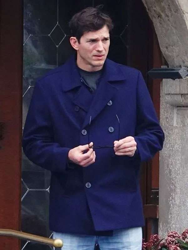 The Beauty Ashton Kutcher Blue Peacoat
