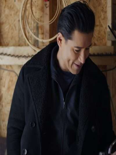 Mario Lopez The Christmas Spark Black Shearling Coat