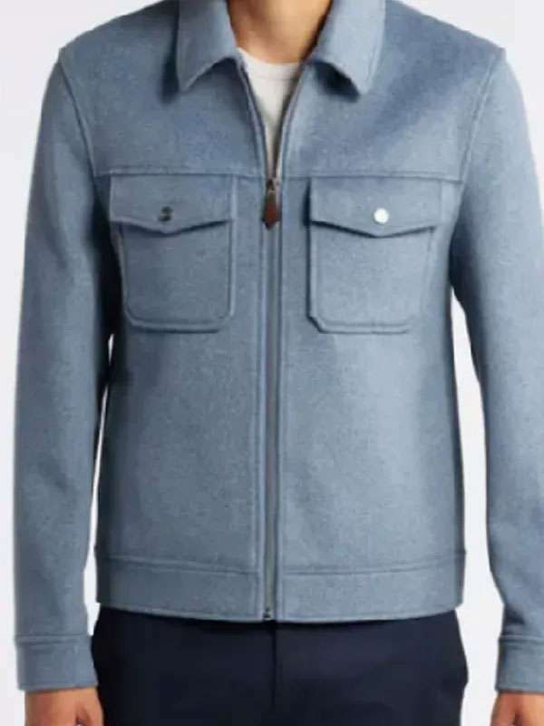 The Copenhagen Test Simu Liu Blue Wool Jacket
