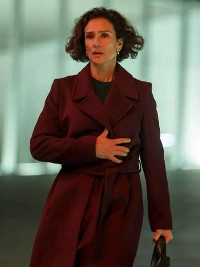 Indira Varma The Night Manager S02 Maroon Coat