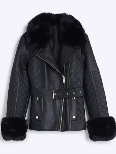 The Rainmaker 2025 Lana Parrilla Black Fur Leather Jacket