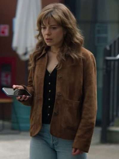 The Revenge Club S01 Emily Hunter Brown Suede Leather Jacket