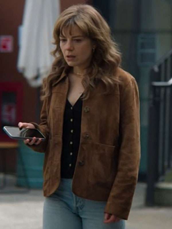 The Revenge Club S01 Emily Hunter Brown Suede Leather Jacket