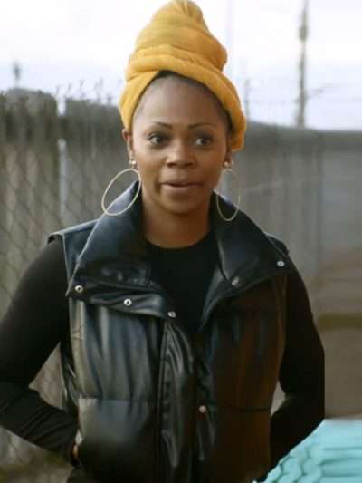 Tiffany Haddish Goes Off Sparkle Clark Puffer Leather Vest