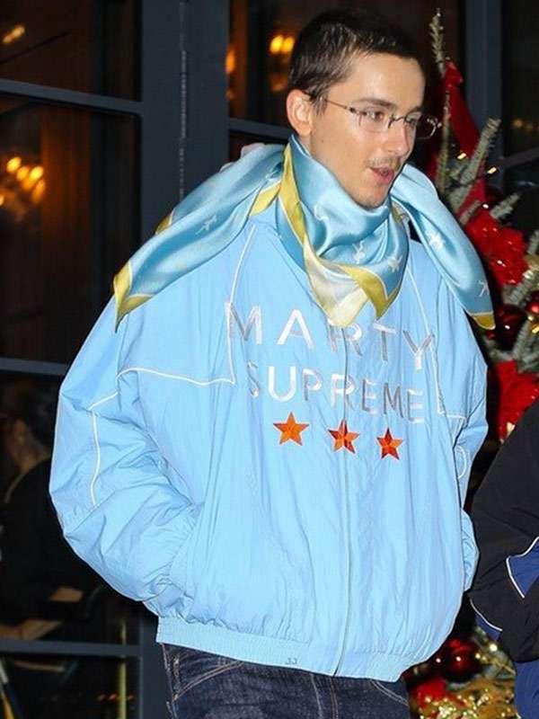 Marty Supreme 2025 Timothee Chalamet Blue Hooded Jacket