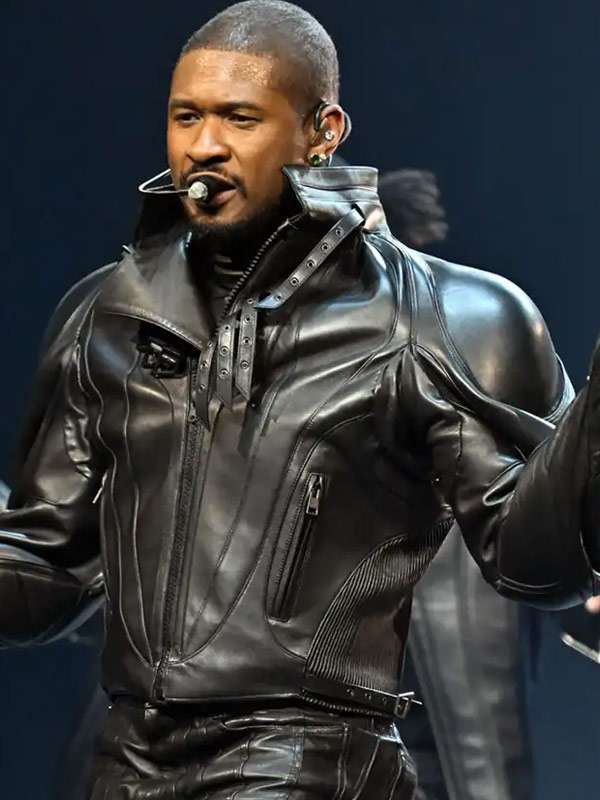 Usher Past Present Future Tour Black Leather Padded Jacket