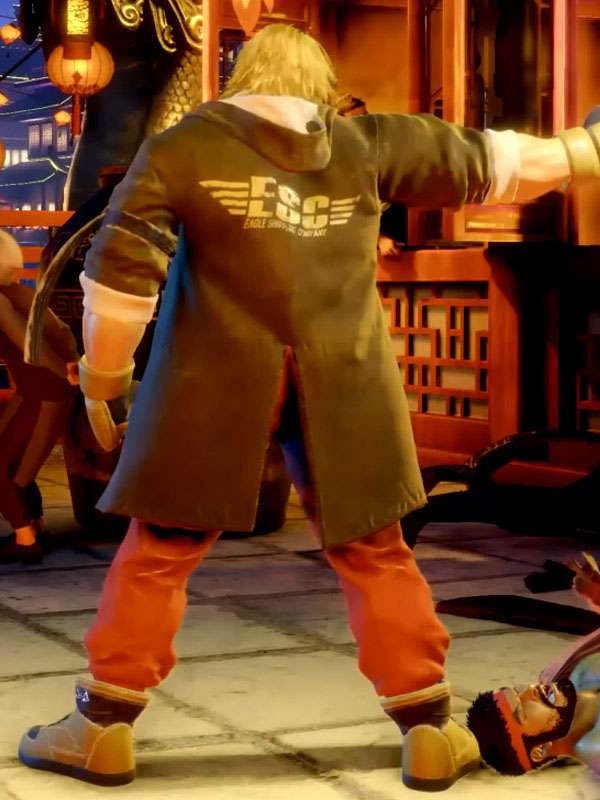 Video Game Street Fighter 6 Ken Brown Hooded Coat