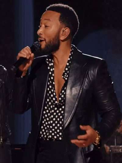 John Legend Black Leather Blazer
